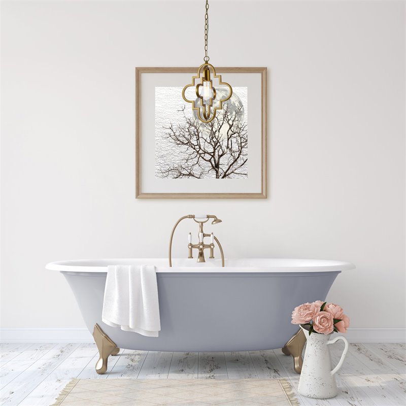 Living District Sandara 1-Light Mid-Century Metal Pendant in Brass Finish