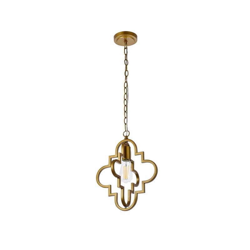 Living District Sandara 1-Light Mid-Century Metal Pendant in Brass Finish
