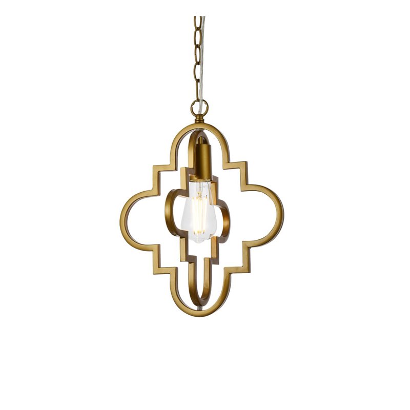 Living District Sandara 1-Light Mid-Century Metal Pendant in Brass Finish