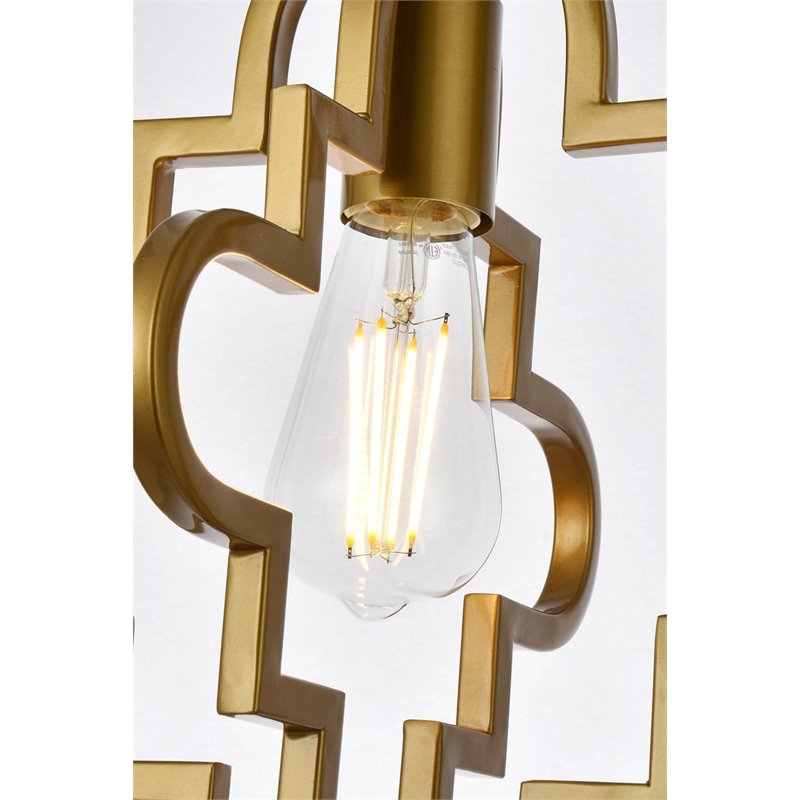Living District Sandara 1-Light Mid-Century Metal Pendant in Brass Finish