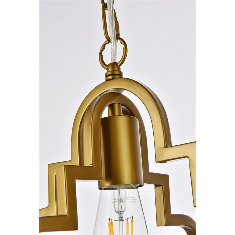 Living District Sandara 1-Light Mid-Century Metal Pendant in Brass Finish