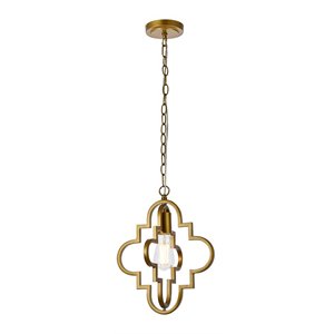 Living District Sandara 1-Light Mid-Century Metal Pendant in Brass Finish