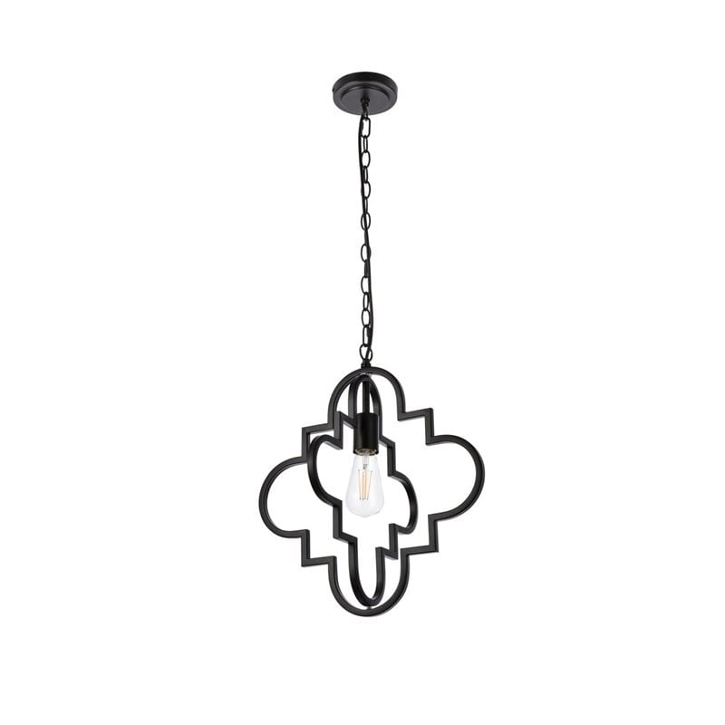 Living District Sandara 1-Light Mid-Century Metal Pendant in Black