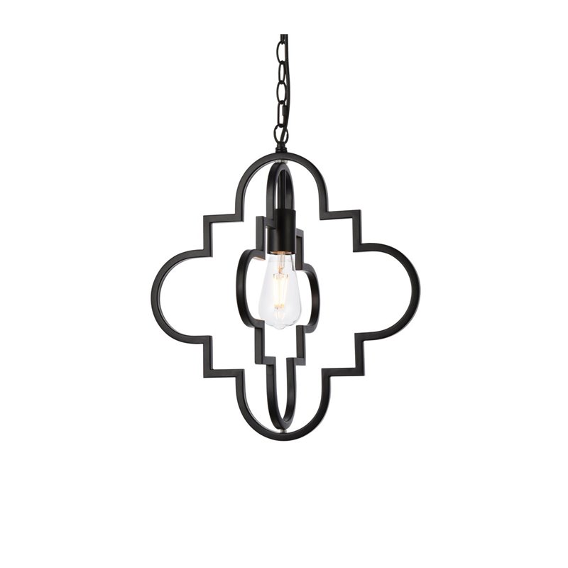 Living District Sandara 1-Light Mid-Century Metal Pendant in Black