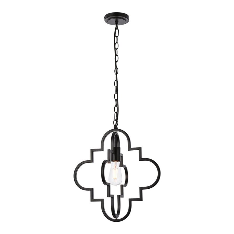 Living District Sandara 1-Light Mid-Century Metal Pendant in Black