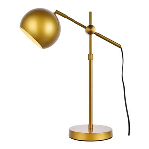 living district forrester 1-light modern metal table lamp in brass