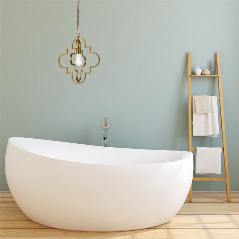 Living District Sandara 1-Light Mid-Century Metal Pendant in Brass