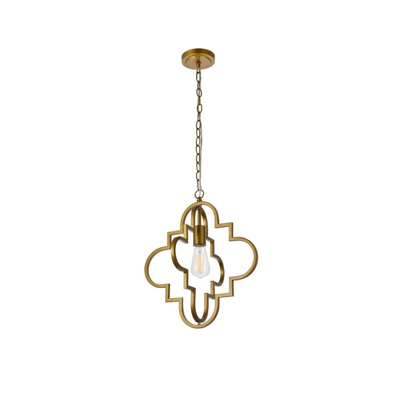 Living District Sandara 1-Light Mid-Century Metal Pendant in Brass