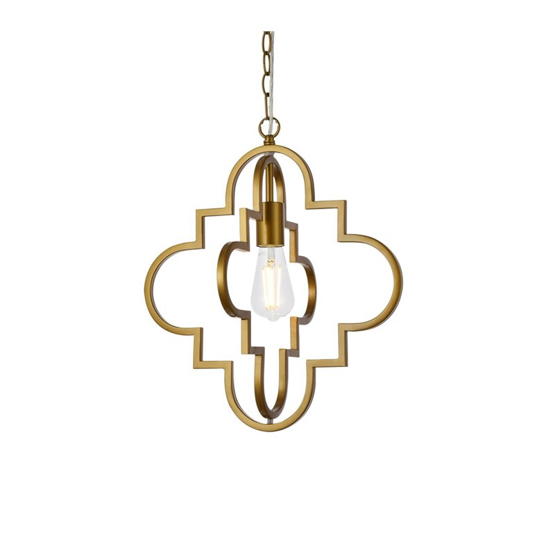 Living District Sandara 1-Light Mid-Century Metal Pendant in Brass