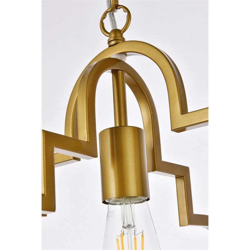 Living District Sandara 1-Light Mid-Century Metal Pendant in Brass