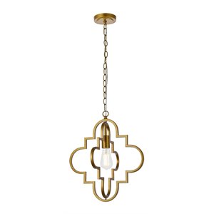 Living District Sandara 1-Light Mid-Century Metal Pendant in Brass