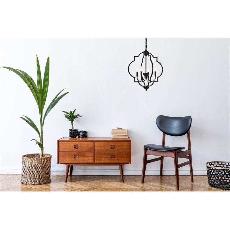 Living District Sandara 4-Light Mid-Century Metal Pendant - Black Finish