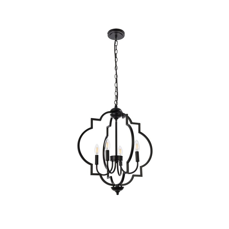 Living District Sandara 4-Light Mid-Century Metal Pendant - Black Finish