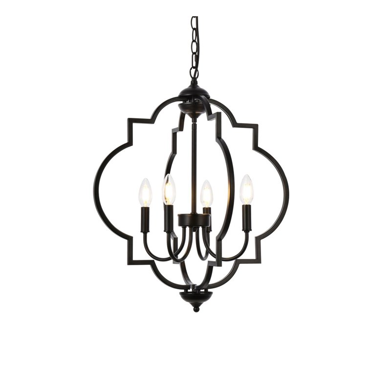 Living District Sandara 4-Light Mid-Century Metal Pendant - Black Finish