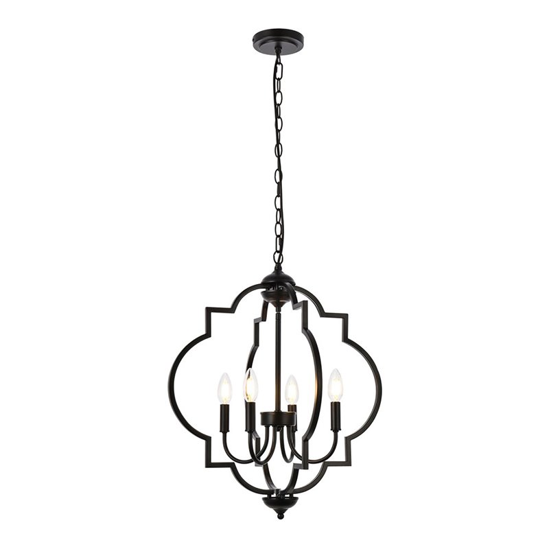 Living District Sandara 4-Light Mid-Century Metal Pendant - Black Finish