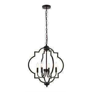 Living District Sandara 4-Light Mid-Century Metal Pendant - Black Finish