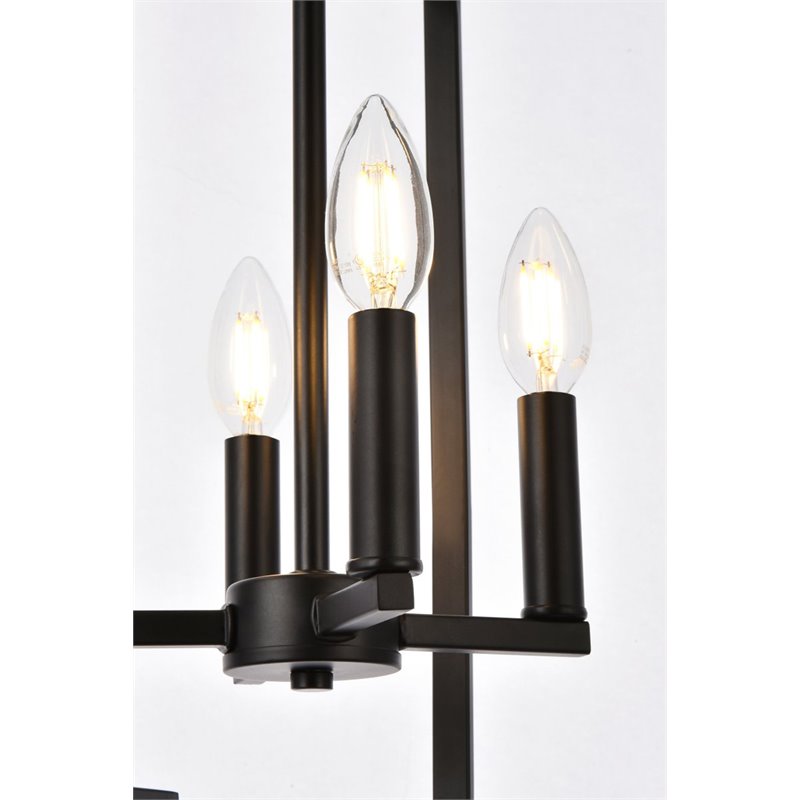 Living District Rosenfeld 4-Light Mid-Century Metal Pendant in Black