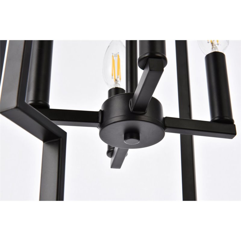 Living District Rosenfeld 4-Light Mid-Century Metal Pendant in Black