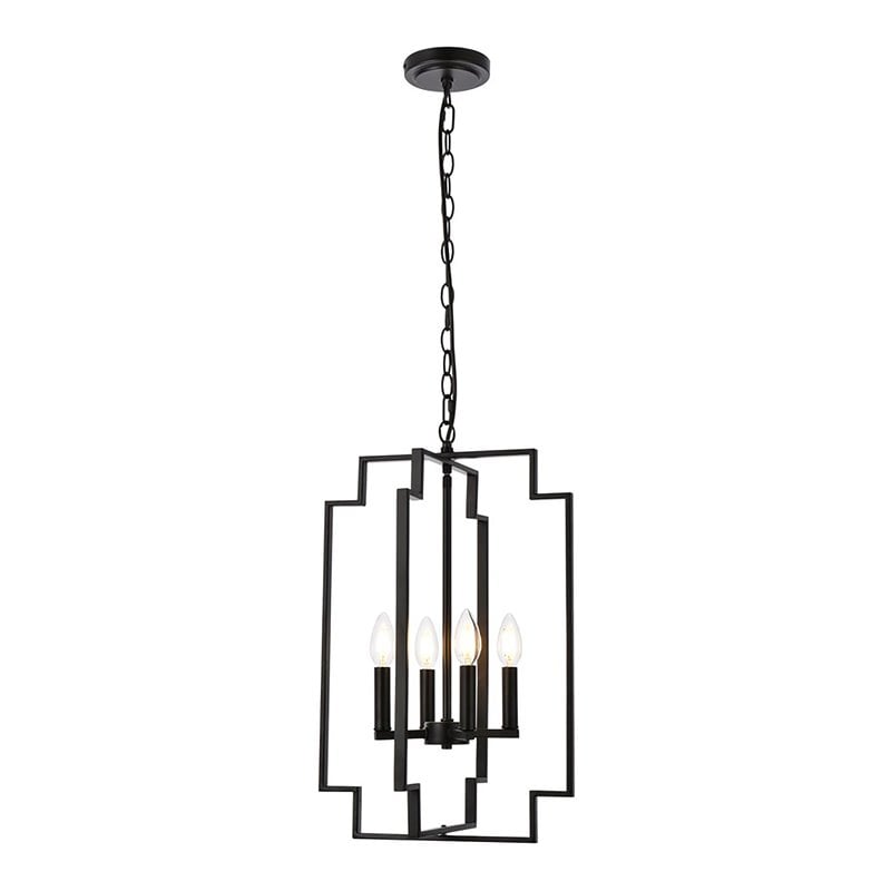 Living District Rosenfeld 4-Light Mid-Century Metal Pendant in Black