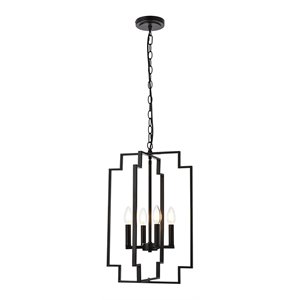 Living District Rosenfeld 4-Light Mid-Century Metal Pendant in Black