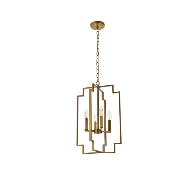 Living District Rosenfeld 4-Light Mid-Century Metal Pendant in Brass