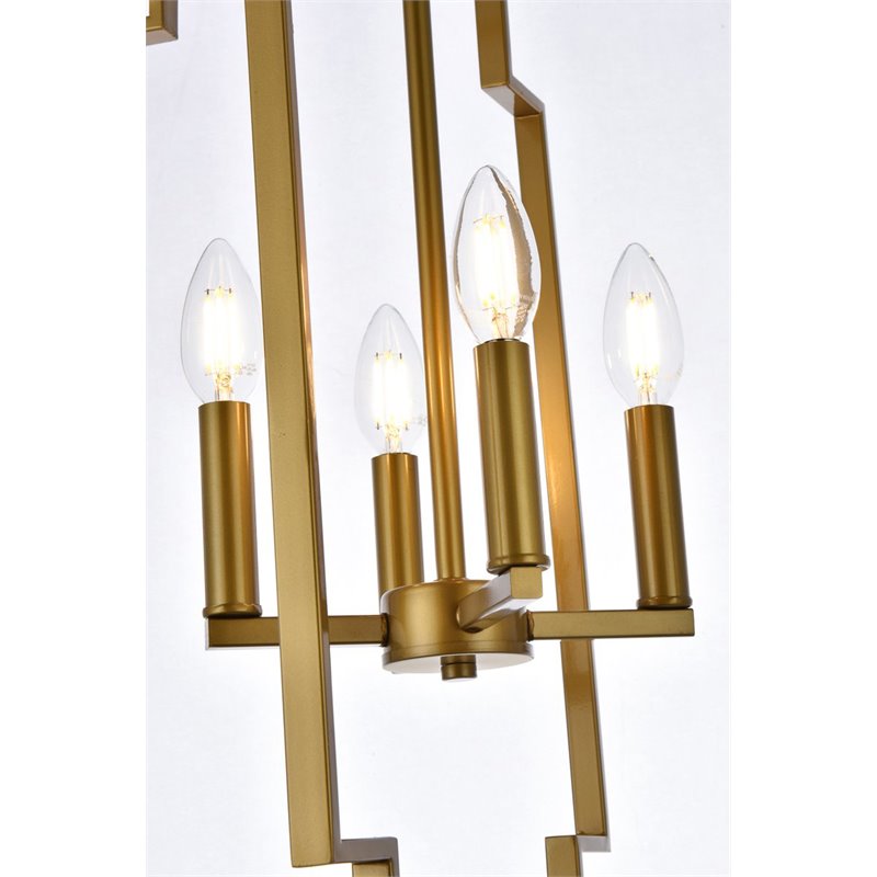 Living District Rosenfeld 4-Light Mid-Century Metal Pendant in Brass
