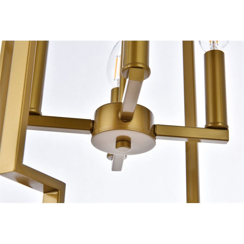 Living District Rosenfeld 4-Light Mid-Century Metal Pendant in Brass