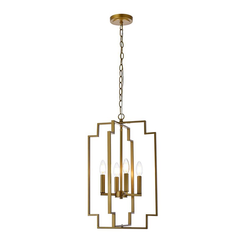 Living District Rosenfeld 4-Light Mid-Century Metal Pendant in Brass