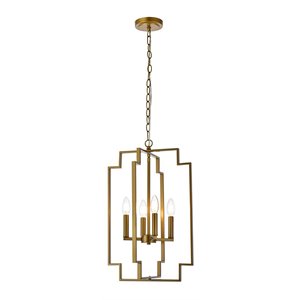 Living District Rosenfeld 4-Light Mid-Century Metal Pendant in Brass