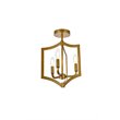 Living District Kiera 3-Light Mid-Century Metal Flush Mount in Brass