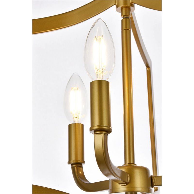 Living District Kiera 3-Light Mid-Century Metal Flush Mount in Brass