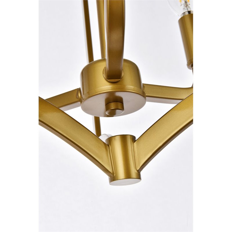 Living District Kiera 3-Light Mid-Century Metal Flush Mount in Brass