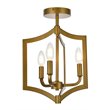 Living District Kiera 3-Light Mid-Century Metal Flush Mount in Brass