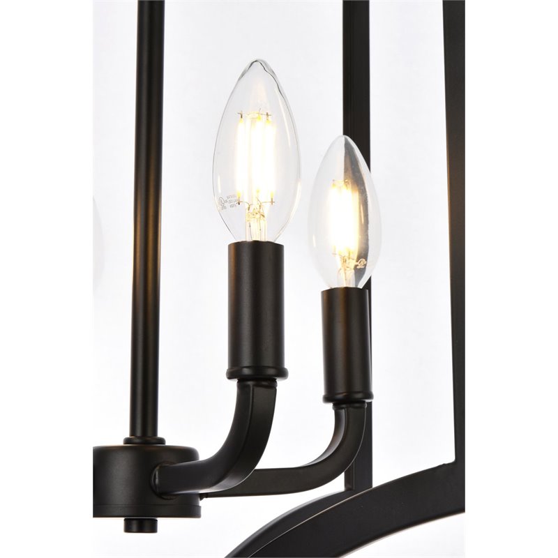 Living District Kiera 4-Light Mid-Century Metal Pendant in Black