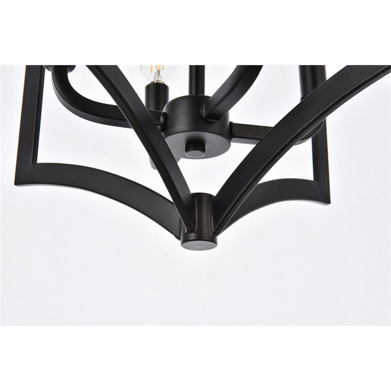 Living District Kiera 4-Light Mid-Century Metal Pendant in Black