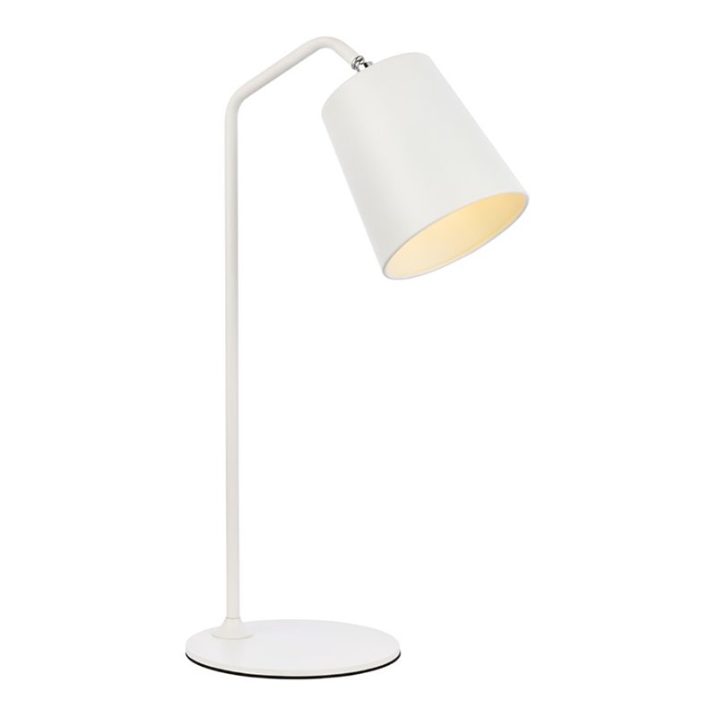 Living District Leroy 1-Light Modern Metal Table Lamp in White