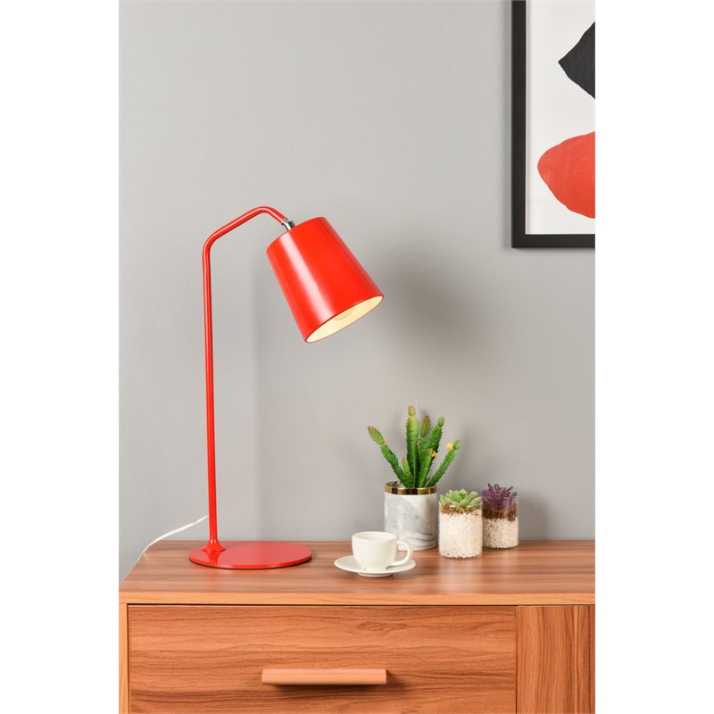 Living District Leroy 1-Light Modern Metal Table Lamp in Red