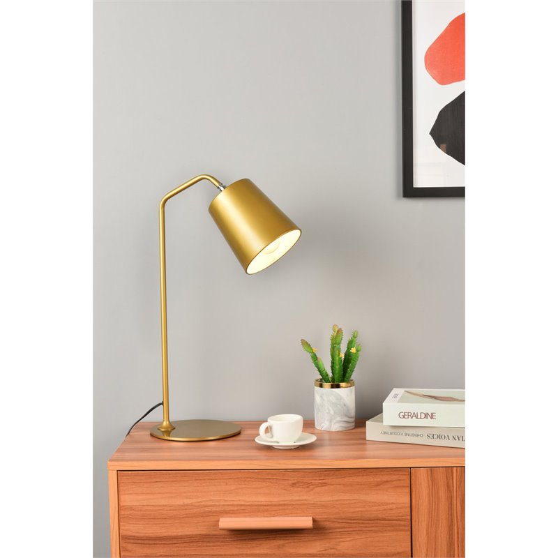 Living District Leroy 1-Light Modern Metal Table Lamp in Brass