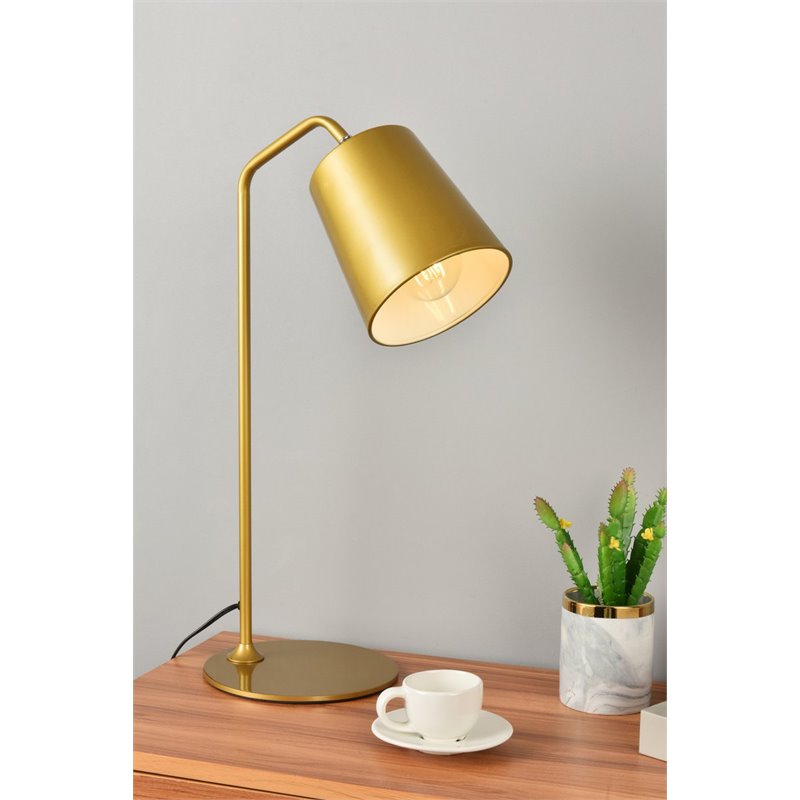 Living District Leroy 1-Light Modern Metal Table Lamp in Brass