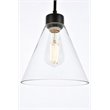 Living District Mera 1-Light Mid-Century Metal Pendant in Black and Clear