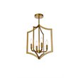 Living District Kiera 4-Light Mid-Century Metal Pendant in Brass