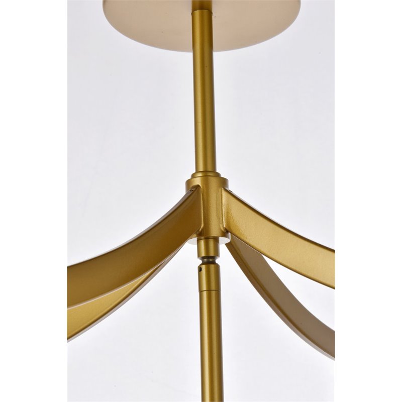 Living District Kiera 4-Light Mid-Century Metal Pendant in Brass