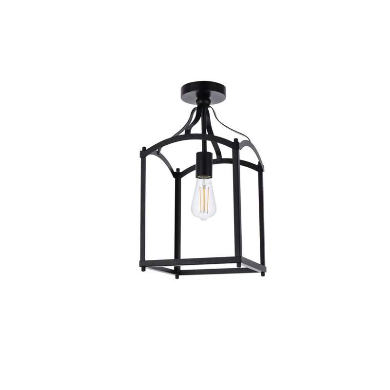 Living District Janet 1-Light Mid-Century Metal Flush Mount in Black