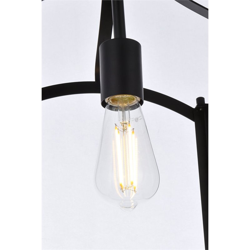 Living District Janet 1-Light Mid-Century Metal Flush Mount in Black