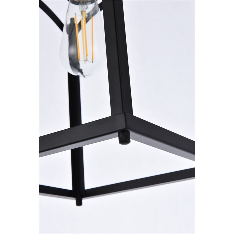 Living District Janet 1-Light Mid-Century Metal Flush Mount in Black