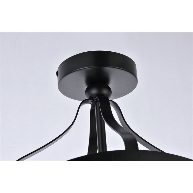 Living District Janet 1-Light Mid-Century Metal Flush Mount in Black