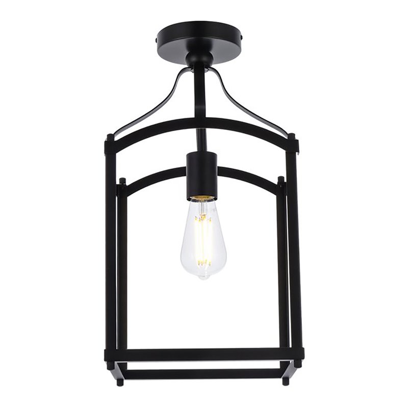 Living District Janet 1-Light Mid-Century Metal Flush Mount in Black