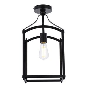 Living District Janet 1-Light Mid-Century Metal Flush Mount in Black