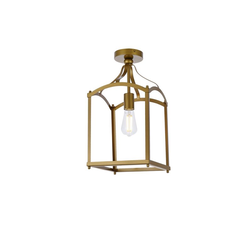 Living District Janet 1-Light Mid-Century Metal Flush Mount in Brass