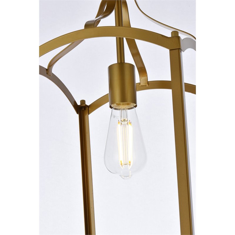 Living District Janet 1-Light Mid-Century Metal Flush Mount in Brass